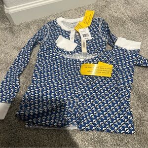 Roller Rabbit unisex doodle skull print Blue and White Kids Pajama sleepwear Set